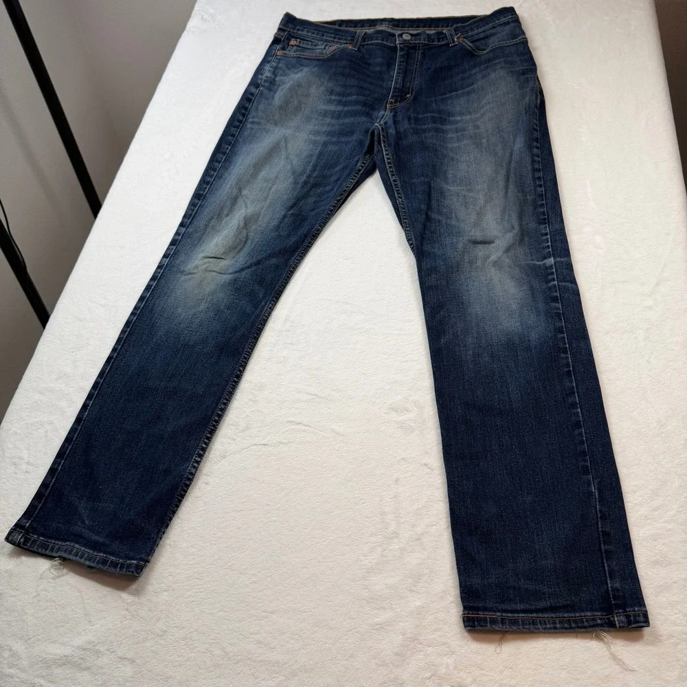 Levis 511 Slim Fit Jeans Mens 36x32‎ Blue Good Dark Wash Distressed 04511-1390